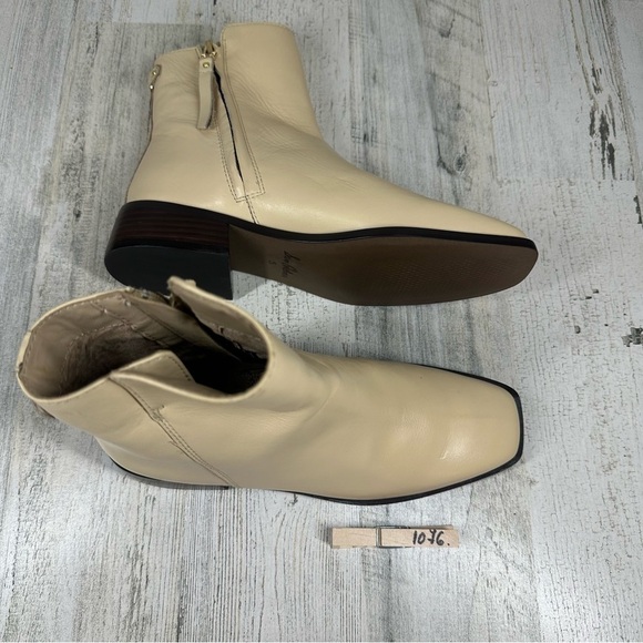 Sam Edelman Women's Thatcher Beige Leather Square Toe Ankle Boots #1076 - Picture 10 of 10